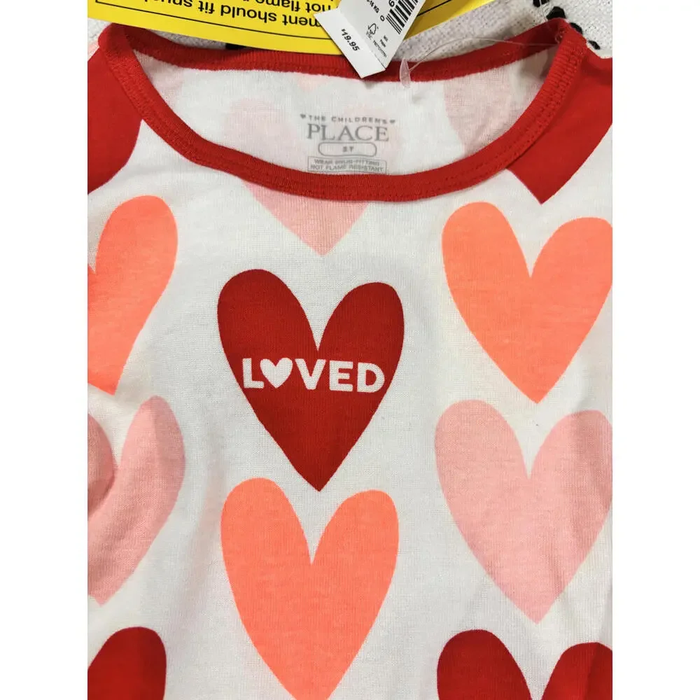 The‎ Children's Place Girls Long Sleeve Heart Print Pajama Set Size 3TValentines